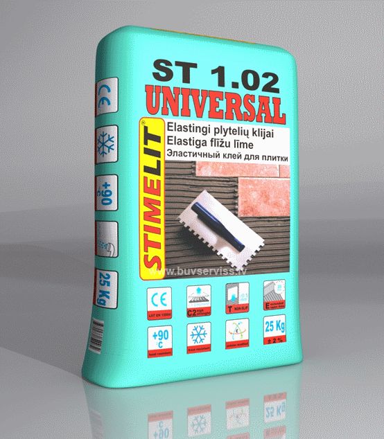 Stimelit ST 1.02 UNIVERSAL elastīga flīžu līme (C2TE), pelēka, 25kg